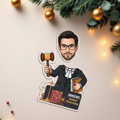 Personalized Advocate Caricature Standee with Shaking Head, Gift for Lawyer & Advocate, Office Desk Decor Caricature for Lawyer Law Student Solar Powered Moving Head